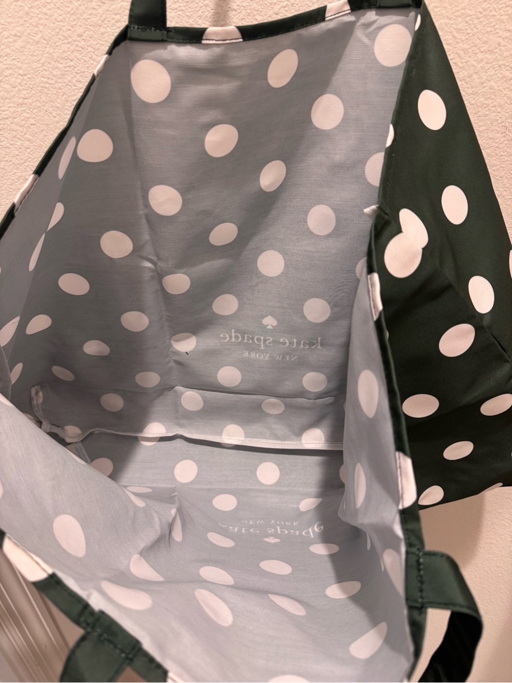 Kate Spade Green and White Polka Dot Tote Bag - Picture 3 of 3